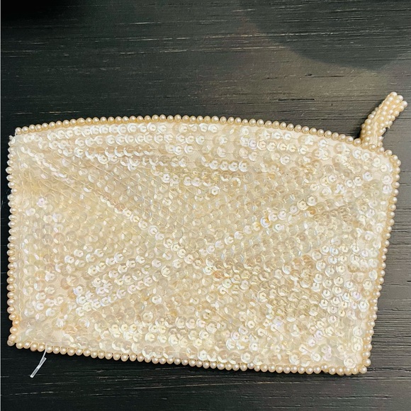Vintage Pearl & Sequin Beaded Clutch Purse - Picture 2 of 10